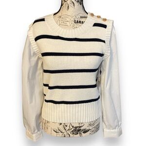 Nanette Lepore Sweater Vest Top Multi Medium Striped Size M New